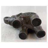Elephant Ceramic Figurine with Lattice Back - Dark Glaze