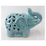 Elephant Ceramic Openwork Figurine - Teal Glaze