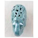 Elephant Ceramic Openwork Figurine - Teal Glaze
