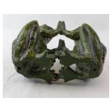 Pair of Green Frog Figurines - Handshake Pose Resin Decor