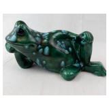 Green Frog Figurine - Glossy Glaze with Teal Highlights
