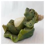 Green Frog Garden Statue With Solar Panel On Back