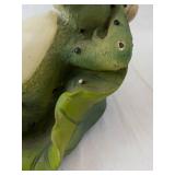 Green Frog Garden Statue With Solar Panel On Back