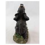 Elephant Figurine with Crystal Ball on Textured Base