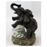 Elephant Figurine with Crystal Ball on Textured Base