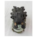 Elephant Figurine with Crystal Ball on Textured Base