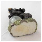 Elephant Figurine with Crystal Ball on Textured Base