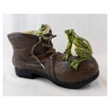 Leather Boot with Frog Figurines (Lot of 2)