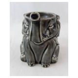 Ceramic Elephant Figurine - Dark Glaze with Perforated Lattice Pattern -Wax Warmer -missing plug