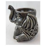 Ceramic Elephant Figurine - Dark Glaze with Perforated Lattice Pattern -Wax Warmer -missing plug