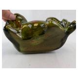 Frog Planter - Olive Green Glazed Ceramic