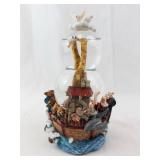 Sankyo Noah's Ark Musical Snow Globe - 2-Tier Glass Orbs, Giraffe Tower & Animal Ship Base