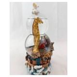 Sankyo Noah's Ark Musical Snow Globe - 2-Tier Glass Orbs, Giraffe Tower & Animal Ship Base