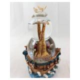 Sankyo Noah's Ark Musical Snow Globe - 2-Tier Glass Orbs, Giraffe Tower & Animal Ship Base