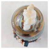 Sankyo Noah's Ark Musical Snow Globe - 2-Tier Glass Orbs, Giraffe Tower & Animal Ship Base