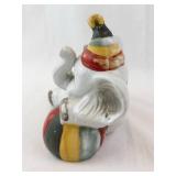 Ceramic Elephant Figurine with Multicolor Ball & Party Hat Coin Bank