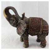 Elephant Figurine - Ornate Saddle with Beaded Trim