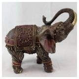 Elephant Figurine - Ornate Saddle with Beaded Trim