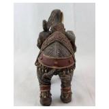Elephant Figurine - Ornate Saddle with Beaded Trim