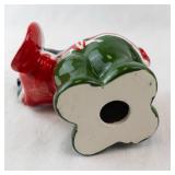 Elephant Ceramic Figurine - Hand-Painted Multi-Color (Black, White, Red, Green)