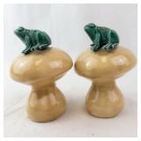 Salt & Pepper Shaker Set - Mushroom Shape with Frog Tops (Lot of 2)
