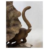 Cougar with Cub & Wolf Head Figurines on Rock Bases