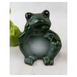 Frog Figurines - Lime Green Speckled & Dark Green (Lot of 2)