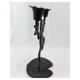 Frog Candle Holder - Metal Silhouette With 2 Cup Holders On Leaf Base - Black