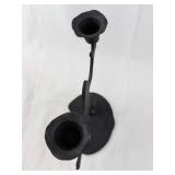 Frog Candle Holder - Metal Silhouette With 2 Cup Holders On Leaf Base - Black