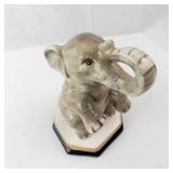 Elephant Salt Shaker Ceramic Figurine on Hex Base - Gray Glaze