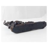Elephant Family Figurine - Dark Brown Sculpture on Base