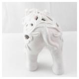 Elephant Filigree Ceramic Figurine - White Openwork Elephant Sculpture