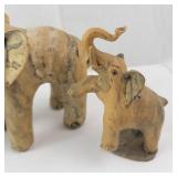 Crushed Oyster Shell Elephant Figurines - Set of 4 Decorative Sculptures