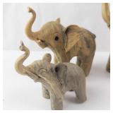 Crushed Oyster Shell Elephant Figurines - Set of 4 Decorative Sculptures