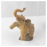 Crushed Oyster Shell Elephant Figurines - Set of 4 Decorative Sculptures