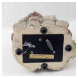 2 Elephant Family Figurine - Floral Crowns, Basket of Fruit - Musical Sculptures