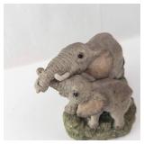 Classic Critters Elephant Family Figurine - Mother with Calf on Rock Base
