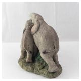 Classic Critters Elephant Family Figurine - Mother with Calf on Rock Base