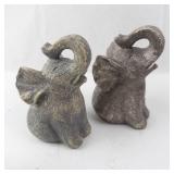 5 Elephant Figurines - Mixed Gray & Tan & Shell