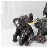 Homco Elephant Family Figurine Set - Resin Hand-Painted
