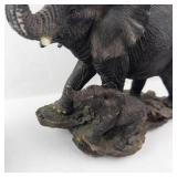 Homco Elephant Family Figurine Set - Resin Hand-Painted