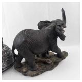 Homco Elephant Family Figurine Set - Resin Hand-Painted