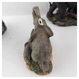 Homco Elephant Family Figurine Set - Resin Hand-Painted