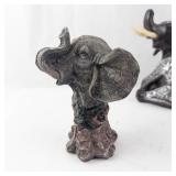 Homco Elephant Family Figurine Set - Resin Hand-Painted