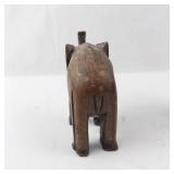 4 Elephant Figurines - Hand-Carved Brown Wood Elephants Group