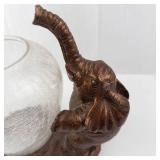 Bronze Elephant Sculpture - Crackle Glass Vase
