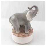 Otagiri Elephant Music Box Born Free - Mom and Baby, Japan - Rotating Porcelain