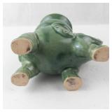 Elephant Bud Vase - Green Ceramic Elephant with Vase on Back