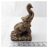 Elephant Figurine On Rock Base - Raised Trunk- Decorative Sculpture