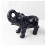 Elephant Family Figurines - Black Resin Sculptures, Set of 3
